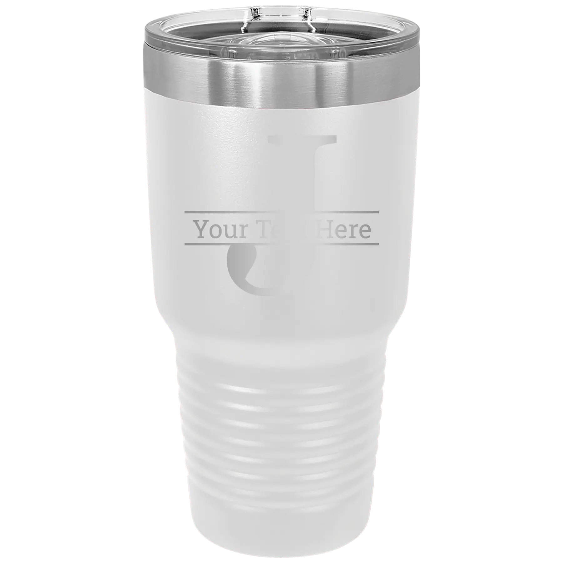 Personalized white 30 oz vacuum insulated tumbler with 'Monogram letter J' design