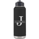 Personalized black 32 oz vacuum insulated water bottle with 'Monogram letter J' design
