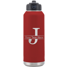 Personalized maroon 32 oz vacuum insulated water bottle with 'Monogram letter J' design