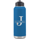 Personalized royal blue 32 oz vacuum insulated water bottle with 'Monogram letter J' design