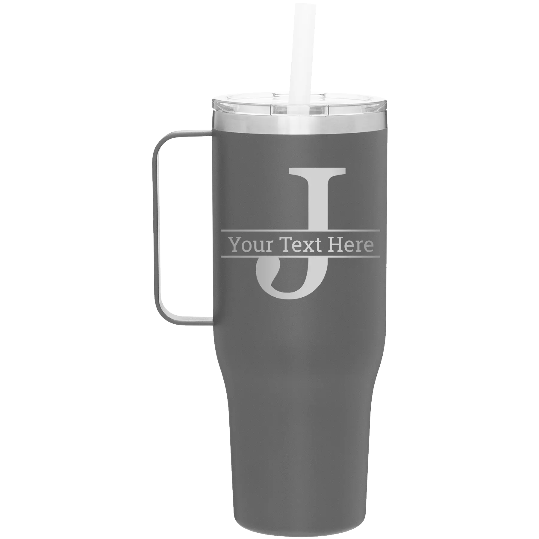 Personalized slate 40 oz vacuum insulated tumbler mug with 'Monogram letter J' design
