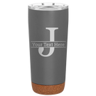 Personalized storm gray 20 oz vacuum insulated tumbler with 'Monogram letter J' design