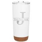 Personalized white 20 oz vacuum insulated tumbler with 'Monogram letter J' design