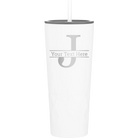 Personalized white 20 oz vacuum insulated tumbler with 'Monogram letter J' design