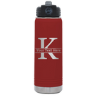 Personalized maroon 20 oz vacuum insulated water bottle with 'Monogram letter K' design