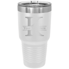 Personalized white 30 oz vacuum insulated tumbler with 'Monogram letter K' design