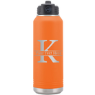 Personalized orange 32 oz vacuum insulated water bottle with 'Monogram letter K' design