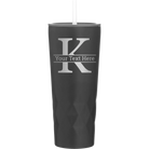 Personalized black 20 oz vacuum insulated tumbler with 'Monogram letter K' design