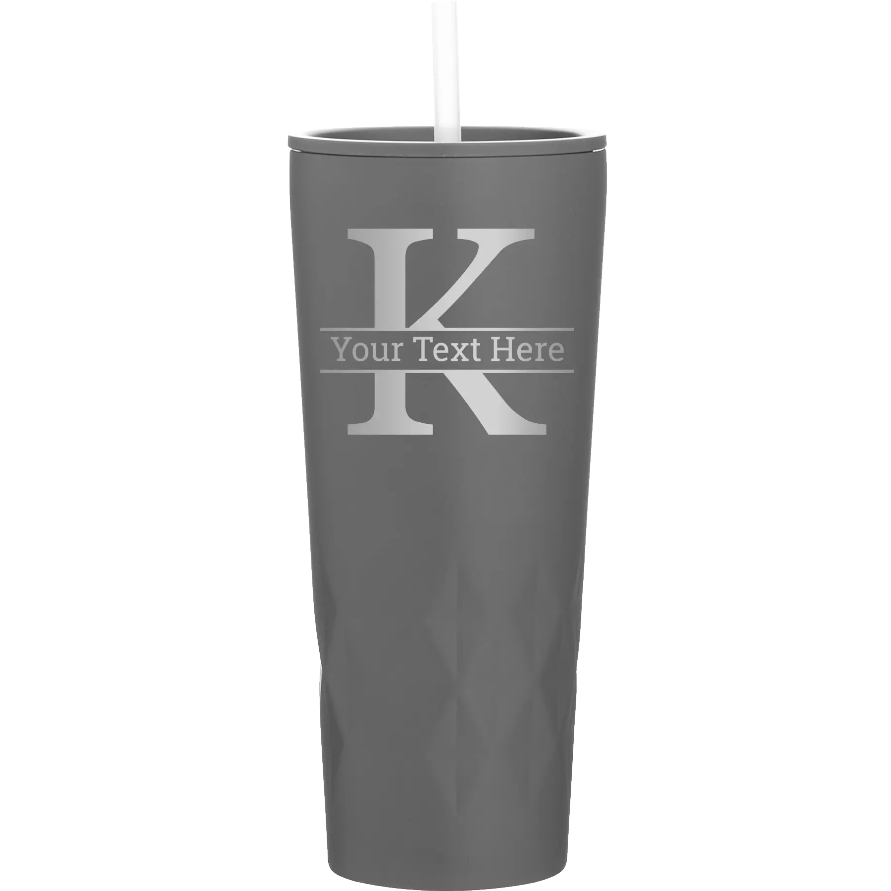 Personalized slate 20 oz vacuum insulated tumbler with 'Monogram letter K' design