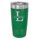 Personalized green 20 oz vacuum insulated tumbler with 'Monogram letter L' design
