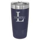 Personalized navy 20 oz vacuum insulated tumbler with 'Monogram letter L' design