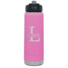 Personalized light purple 20 oz vacuum insulated water bottle with 'Monogram letter L' design