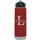 Personalized maroon 20 oz vacuum insulated water bottle with 'Monogram letter L' design