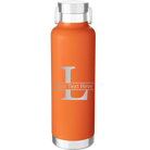 Personalized orange 24 oz vacuum insulated water bottle with 'Monogram letter L' design