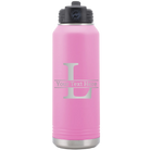 Personalized light purple 32 oz vacuum insulated water bottle with 'Monogram letter L' design