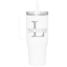 Personalized white 40 oz vacuum insulated tumbler mug with 'Monogram letter L' design