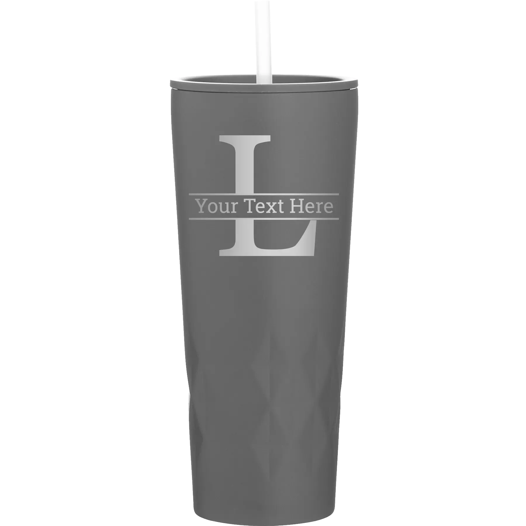 Personalized slate 20 oz vacuum insulated tumbler with 'Monogram letter L' design