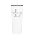 Personalized white 20 oz vacuum insulated tumbler with 'Monogram letter L' design