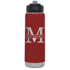 Personalized maroon 20 oz vacuum insulated water bottle with 'Monogram letter M' design