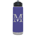 Personalized purple 20 oz vacuum insulated water bottle with 'Monogram letter M' design