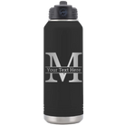 Personalized black 32 oz vacuum insulated water bottle with 'Monogram letter M' design