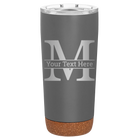 Personalized storm gray 20 oz vacuum insulated tumbler with 'Monogram letter M' design