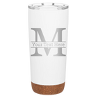 Personalized white 20 oz vacuum insulated tumbler with 'Monogram letter M' design