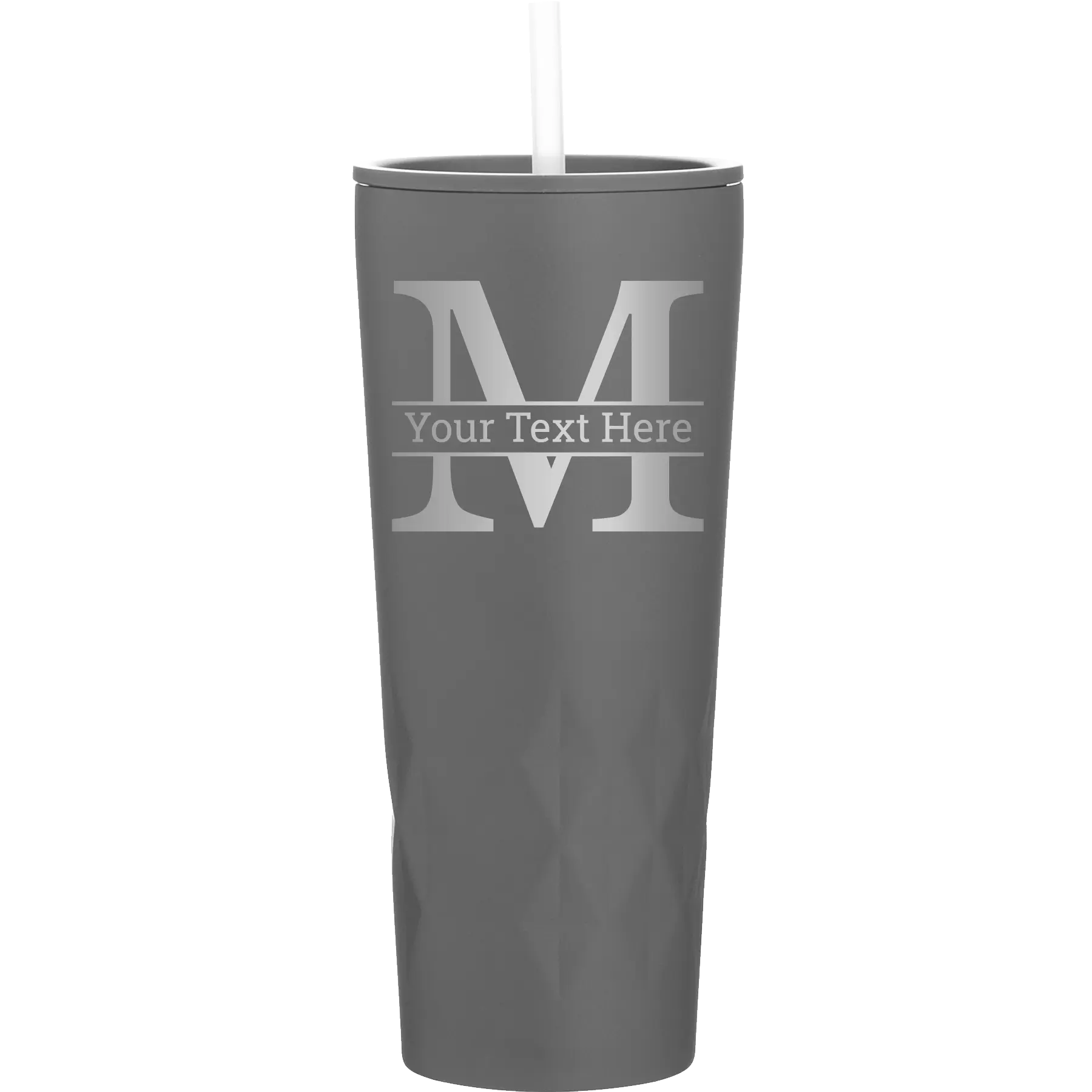 Personalized slate 20 oz vacuum insulated tumbler with 'Monogram letter M' design