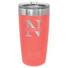 Personalized coral 20 oz vacuum insulated tumbler with 'Monogram letter N' design