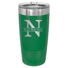 Personalized green 20 oz vacuum insulated tumbler with 'Monogram letter N' design