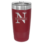 Personalized maroon 20 oz vacuum insulated tumbler with 'Monogram letter N' design