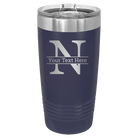 Personalized navy 20 oz vacuum insulated tumbler with 'Monogram letter N' design