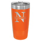 Personalized orange 20 oz vacuum insulated tumbler with 'Monogram letter N' design