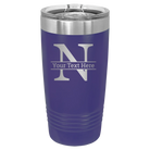 Personalized purple 20 oz vacuum insulated tumbler with 'Monogram letter N' design