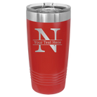 Personalized red 20 oz vacuum insulated tumbler with 'Monogram letter N' design