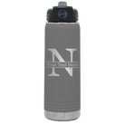 Personalized dark gray 20 oz vacuum insulated water bottle with 'Monogram letter N' design