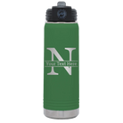 Personalized green 20 oz vacuum insulated water bottle with 'Monogram letter N' design