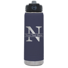 Personalized navy 20 oz vacuum insulated water bottle with 'Monogram letter N' design
