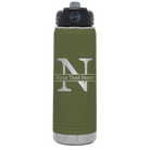 Personalized olive green 20 oz vacuum insulated water bottle with 'Monogram letter N' design