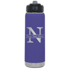 Personalized purple 20 oz vacuum insulated water bottle with 'Monogram letter N' design