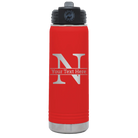 Personalized red 20 oz vacuum insulated water bottle with 'Monogram letter N' design