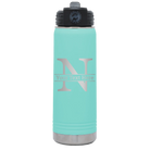 Personalized teal 20 oz vacuum insulated water bottle with 'Monogram letter N' design