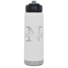 Personalized white 20 oz vacuum insulated water bottle with 'Monogram letter N' design