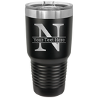Personalized black 30 oz vacuum insulated tumbler with 'Monogram letter N' design