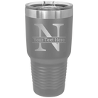 Personalized dark gray 30 oz vacuum insulated tumbler with 'Monogram letter N' design
