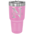 Personalized light purple 30 oz vacuum insulated tumbler with 'Monogram letter N' design