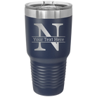 Personalized navy 30 oz vacuum insulated tumbler with 'Monogram letter N' design