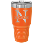 Personalized orange 30 oz vacuum insulated tumbler with 'Monogram letter N' design