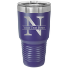 Personalized purple 30 oz vacuum insulated tumbler with 'Monogram letter N' design