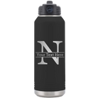 Personalized black 32 oz vacuum insulated water bottle with 'Monogram letter N' design